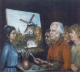 Mester és tanítványai - festmény